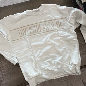 Spiritual Gangster White and Beige Crewneck Sweater